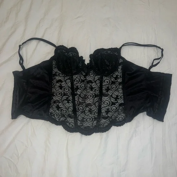 Vintage black lace gold label Victoria secret bustier corset - Picture 4 of 6